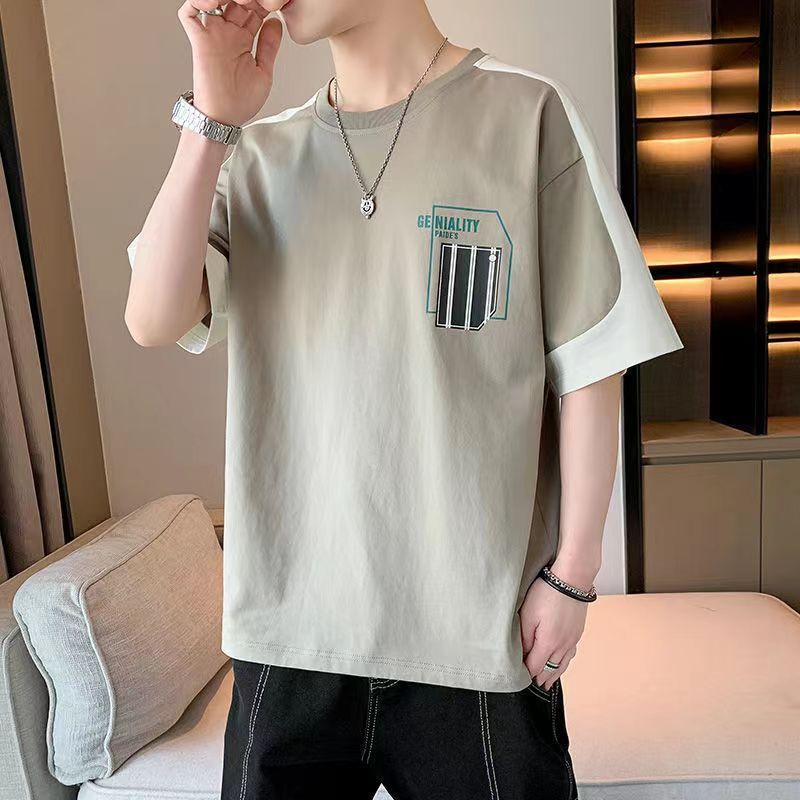 Summer new tide brand short-sleeved men's T-shirt printed T-shirt loose casual half sleeve T-shirt men's wear