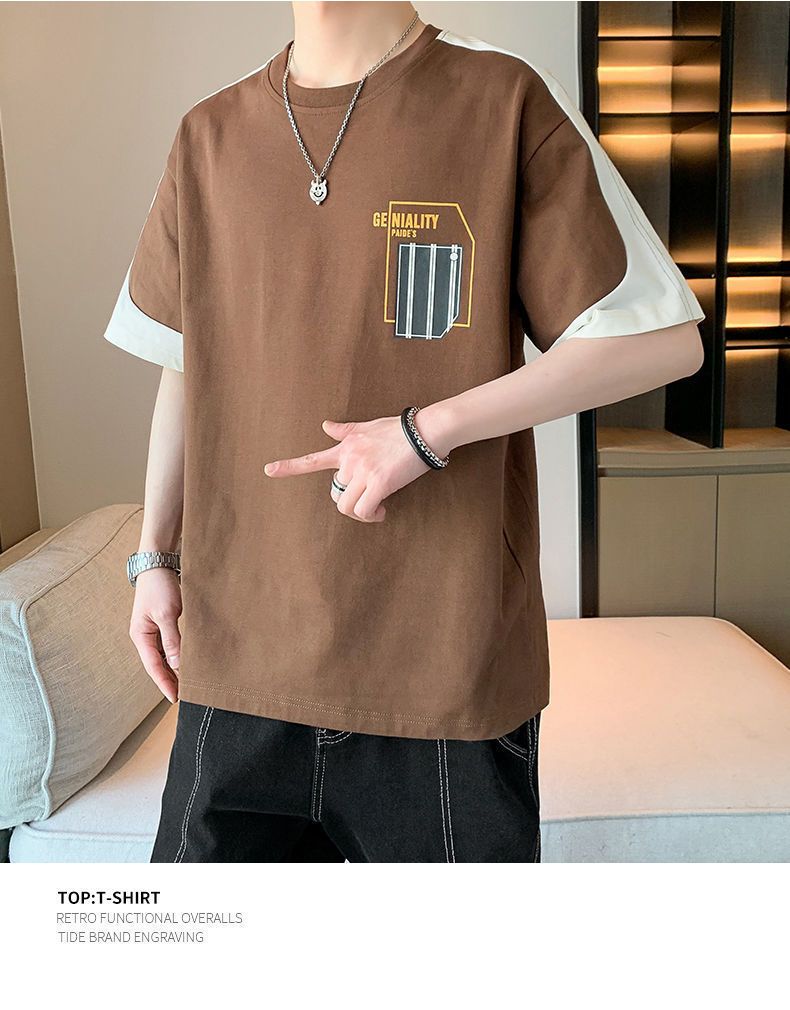 Summer new tide brand short-sleeved men's T-shirt printed T-shirt loose casual half sleeve T-shirt men's wear