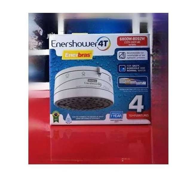 Enershower Enerbras 4T Instant Electric Shower 6800W–8092W, 220–240V AC 50/60Hz, Powerful Hot Water for Salty Borehole and Normal Water, Safe Energy Saving Bathroom Heater