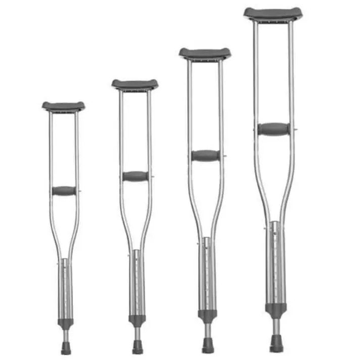 Adjustable Aluminum Underarm Auxiliary Crutches, Lightweight Height-Adjustable Walking Support with Non-Slip Rubber Tips & Comfortable Pads for Injury Recovery & Mobility Aid