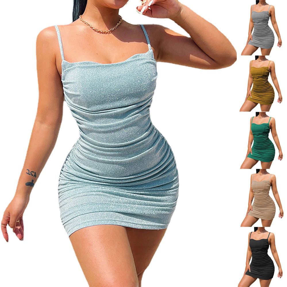 Sexy, party club, hip-wrapping skirt, temperament, elegant, ladylike, shrunken, slip dress, shiny,hot selling