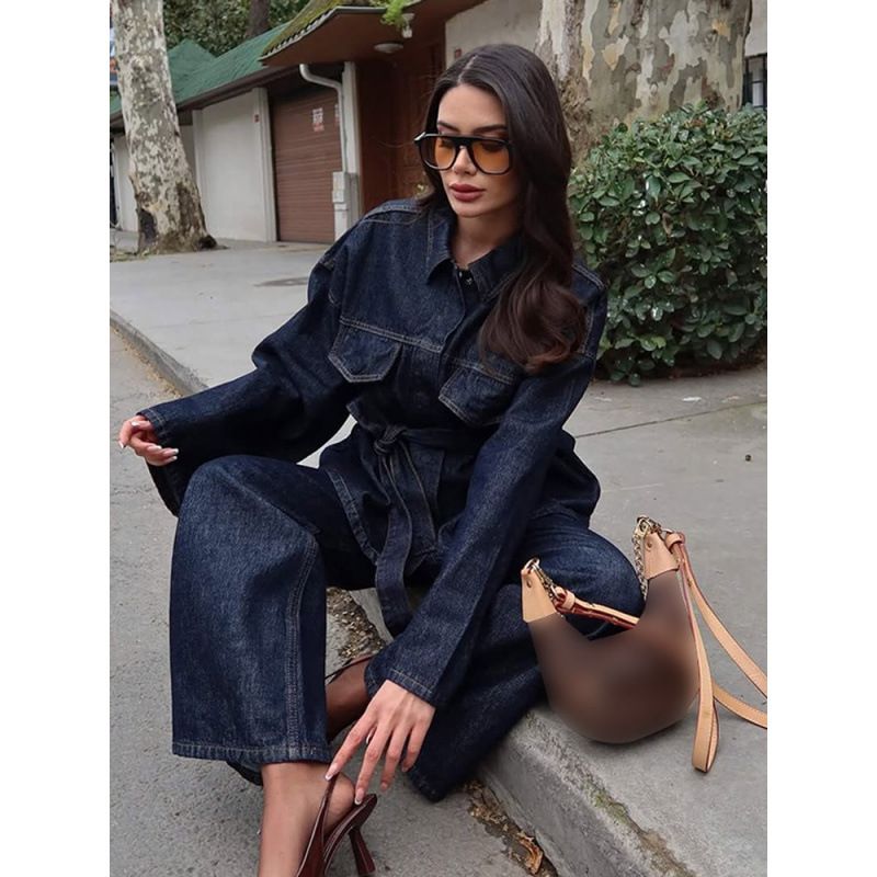 2pcs/1 sets,Fashionable casual sweatshirt set denim patchwork hooded top trousers two-piece set women's wear, trousers, t-shirt, coat