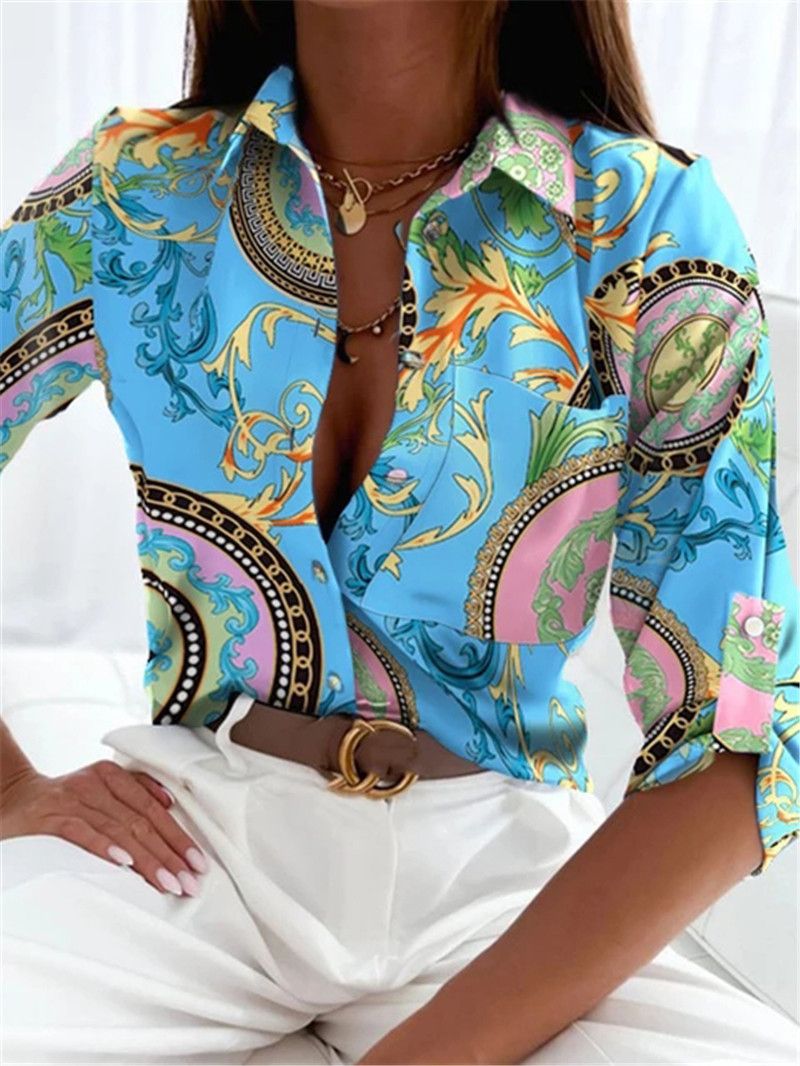 New women's, long-sleeved tops, roll-neck printed shirts, blouses, African hits, hot sales,