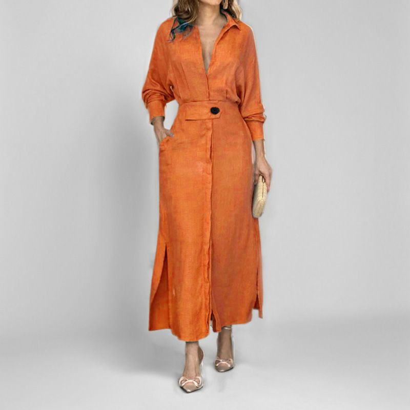 New temperament female commuter tie solid color waist long sleeve irregular shirt European and American dress women, African hot sale