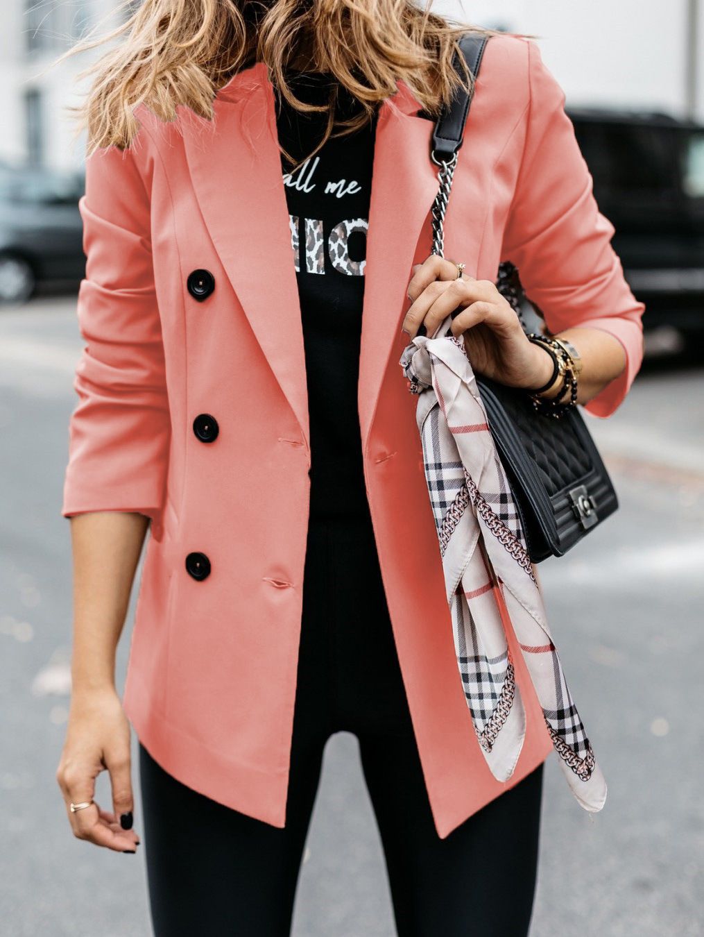 AliExpress wish autumn and winter new solid color long sleeve double-breasted suit small coat women's cardigan