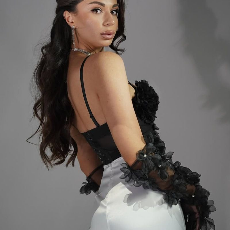 Lace mesh fishbone camisole short with chest cushion flower vest for outerwear, bottom, chest wrapped French nail bead top,bras