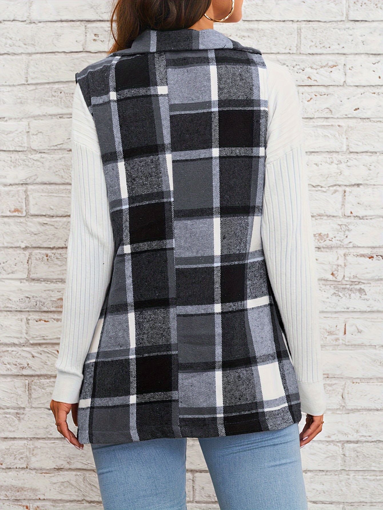 Women's coat, checkered vest, elegant and versatile sleeveless single breasted cardigan,hot sales
