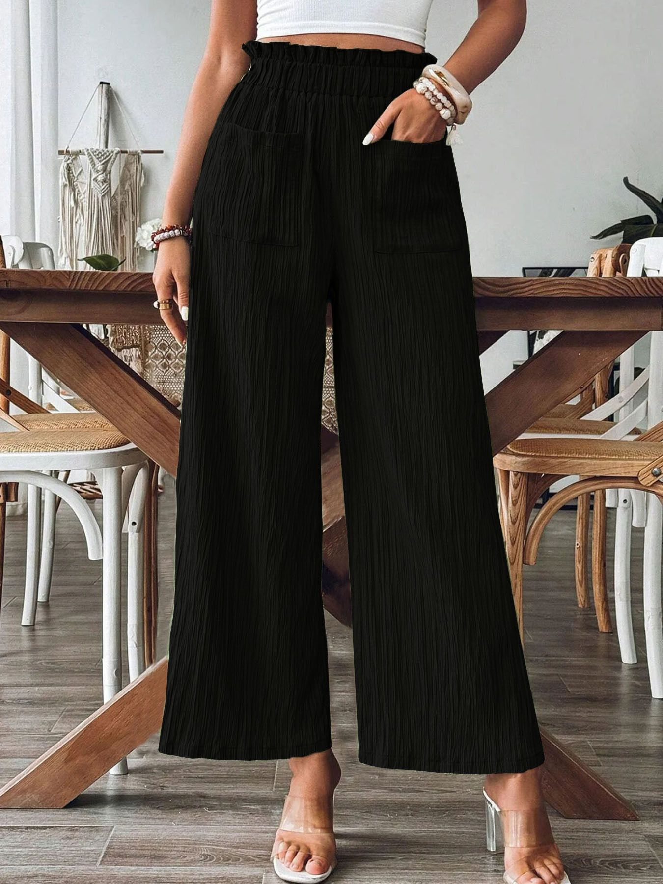 Women's hot selling independent website Shein Amazon Temu solid color casual straight leg pants
