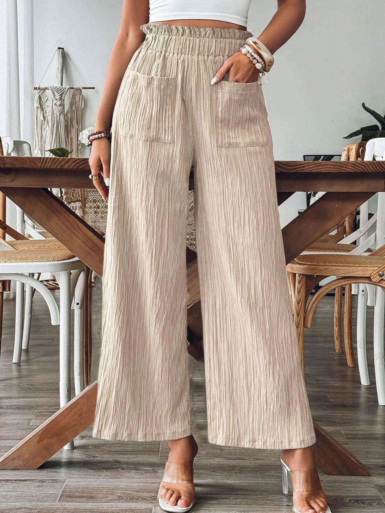 Women's hot selling independent website Shein Amazon Temu solid color casual straight leg pants