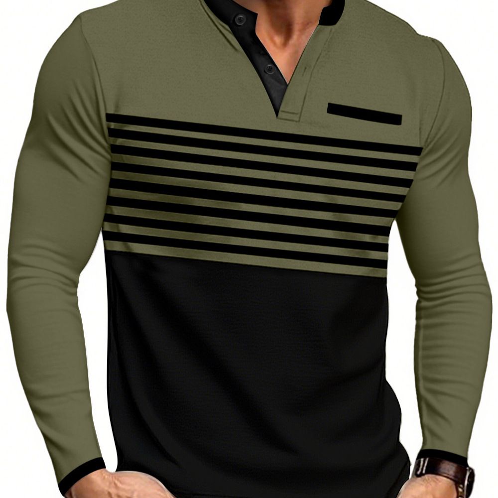 New men's short sleeved contrasting striped slim fit business casual t-shirt long sleeved top,hot sales