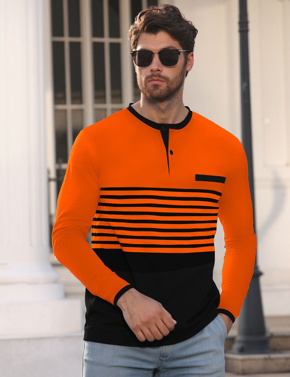 New men's short sleeved contrasting striped slim fit business casual t-shirt long sleeved top,hot sales