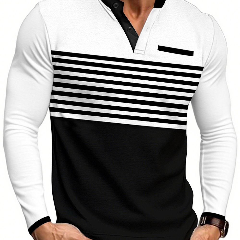 New men's short sleeved contrasting striped slim fit business casual t-shirt long sleeved top,hot sales