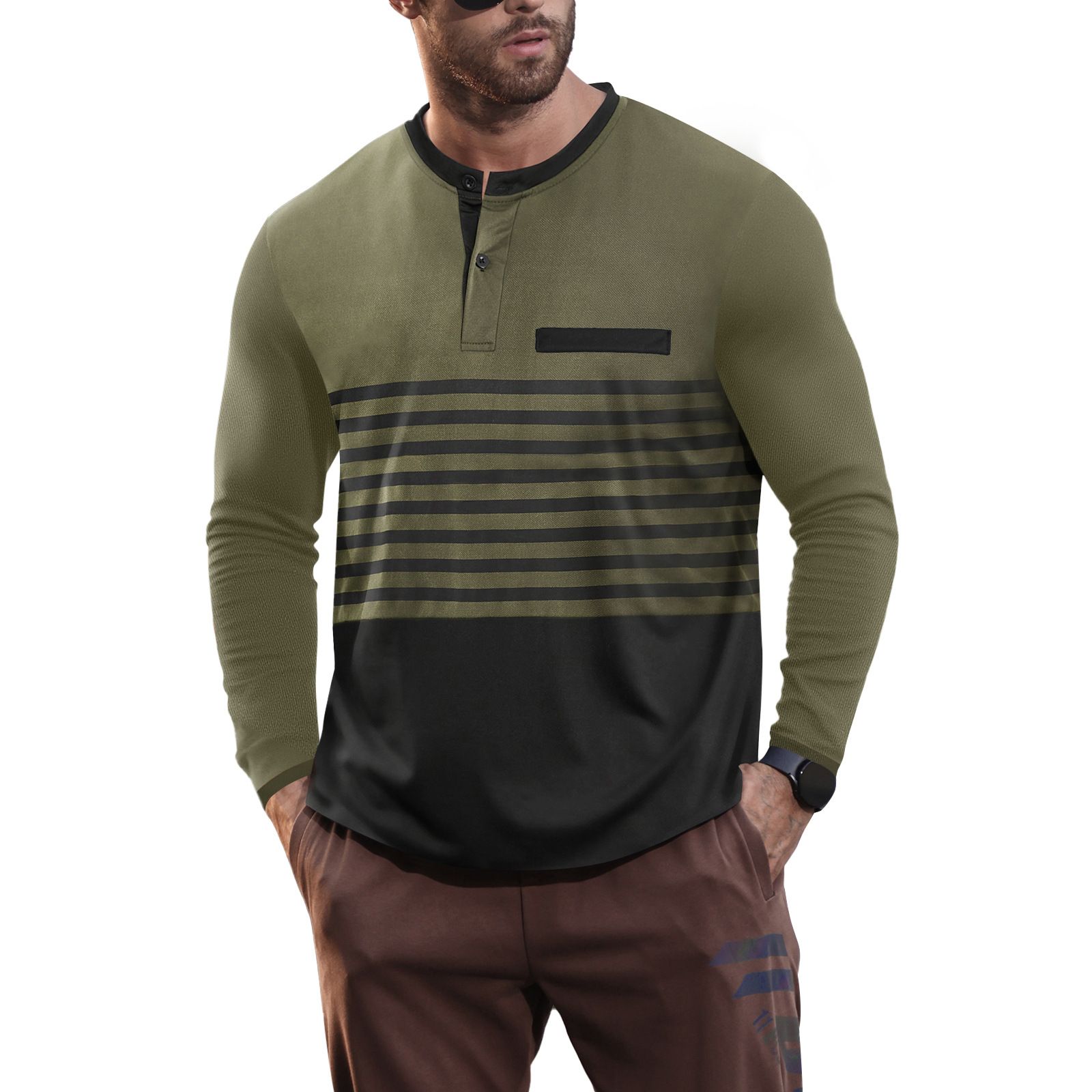 New men's short sleeved contrasting striped slim fit business casual t-shirt long sleeved top,hot sales