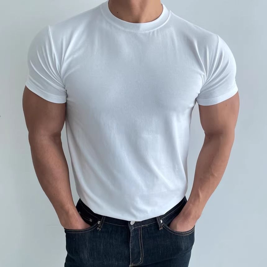 Hot selling European plus British yuppie short sleeved men's t-shirt, slim fit and muscle enhancing suit for interior wear