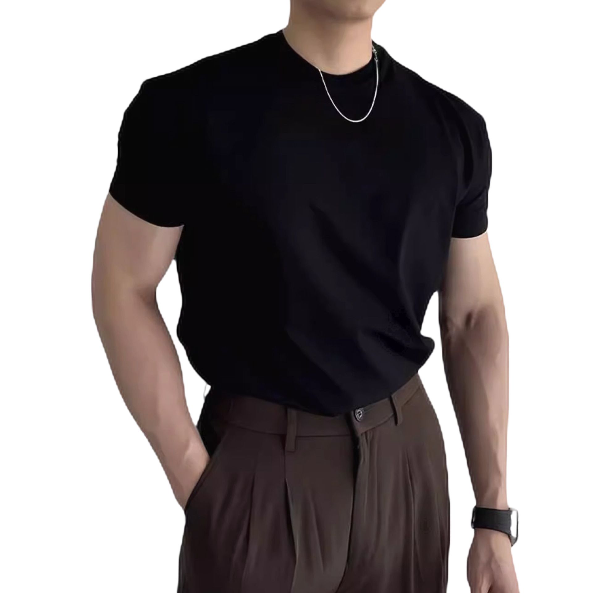 Hot selling European plus British yuppie short sleeved men's t-shirt, slim fit and muscle enhancing suit for interior wear