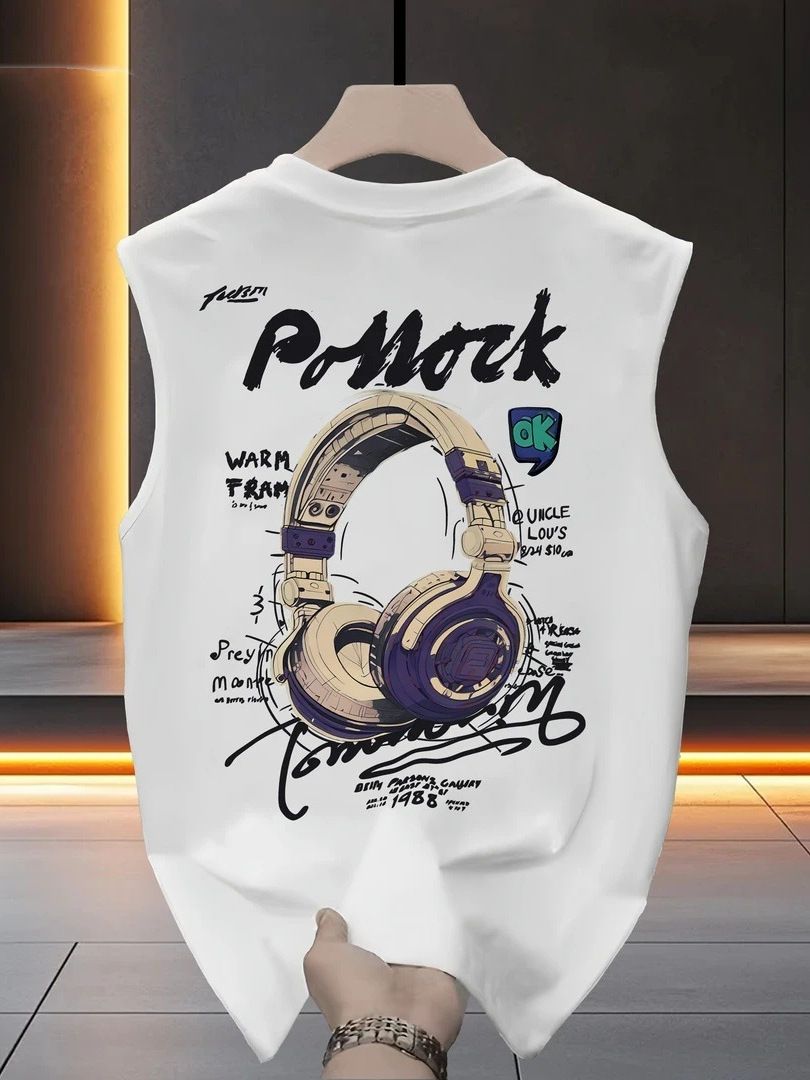 100% pure cotton sports shoulder sleeveless T-shirt vest for men's summer fashion brand niche high street American loose and versatile top