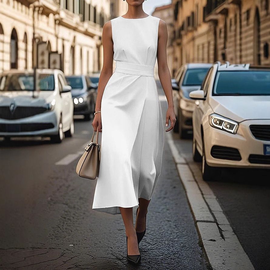 New, independent Amazon bestseller, summer sleeveless round neck, fashionable casual long dress, women's clothing