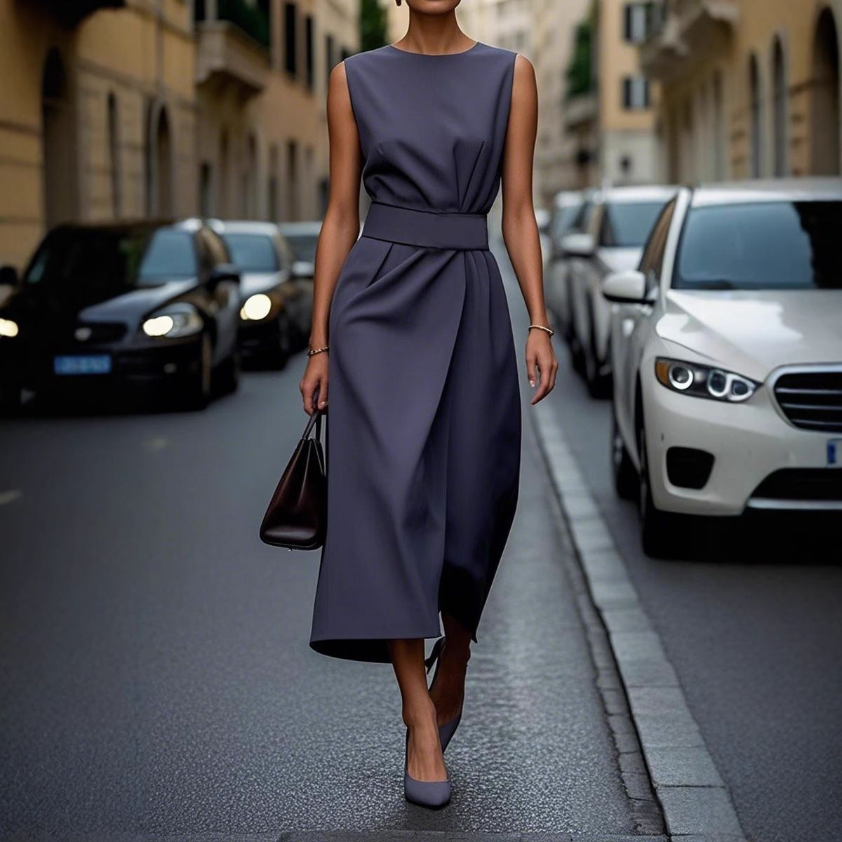 New, independent Amazon bestseller, summer sleeveless round neck, fashionable casual long dress, women's clothing