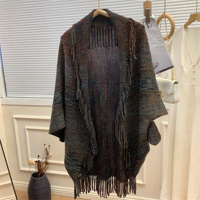 Cardigan shawl autumn and winter high-end lazy outerwear sweater women's fashion loose Korean version paired with qipao jacket for a sense of luxury