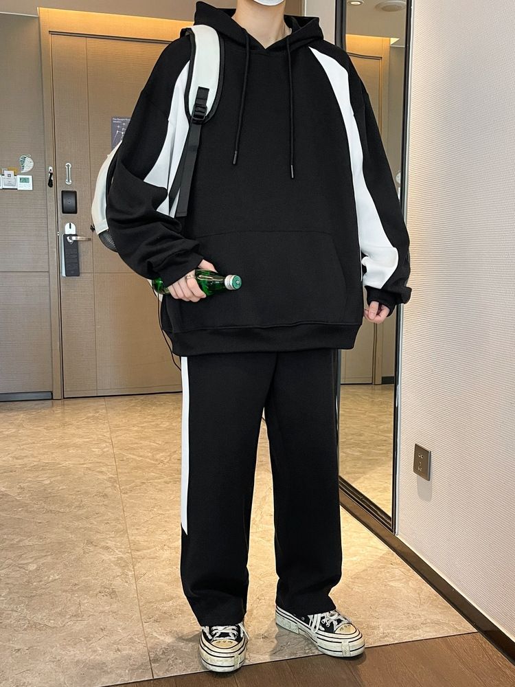 5XL/XXXXXL,large size,Loose hoodie casual sports suit men's spring and autumn new style trendy hooded fashion youth straight leg sweatpants two-piece set