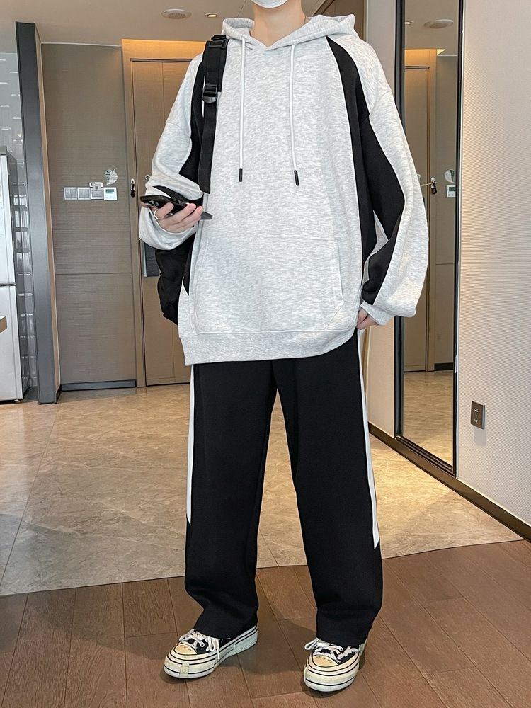 5XL/XXXXXL,large size,Loose hoodie casual sports suit men's spring and autumn new style trendy hooded fashion youth straight leg sweatpants two-piece set