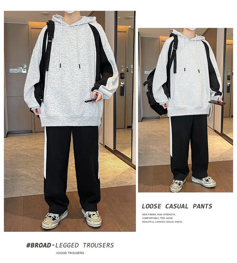 5XL/XXXXXL,large size,Loose hoodie casual sports suit men's spring and autumn new style trendy hooded fashion youth straight leg sweatpants two-piece set