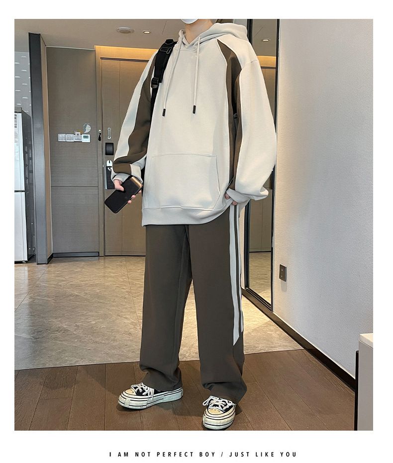 5XL/XXXXXL,large size,Loose hoodie casual sports suit men's spring and autumn new style trendy hooded fashion youth straight leg sweatpants two-piece set