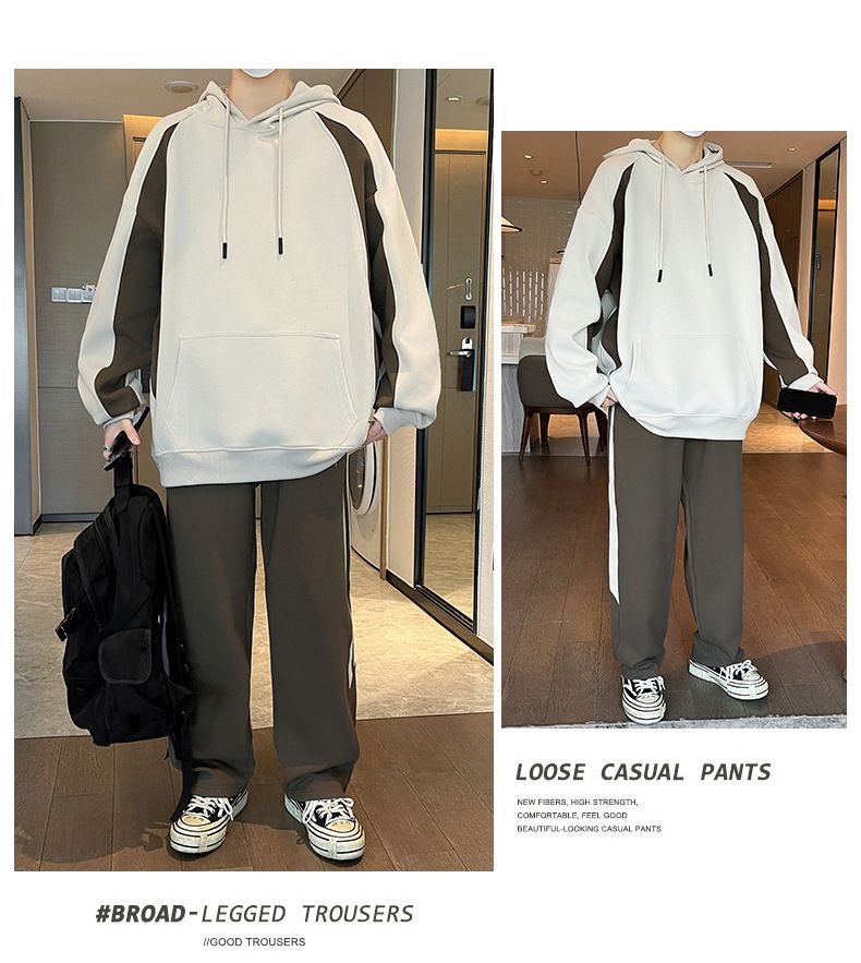 5XL/XXXXXL,large size,Loose hoodie casual sports suit men's spring and autumn new style trendy hooded fashion youth straight leg sweatpants two-piece set