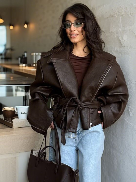 European and American style women's clothing, new leather jacket jacket European and American style leather jacket jacket