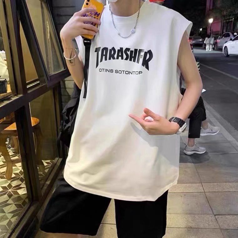 Hip hop vest men's summer thin outfit, fitness sleeveless t-shirt, ins ice silk camisole, trendy brand versatile sportswear
