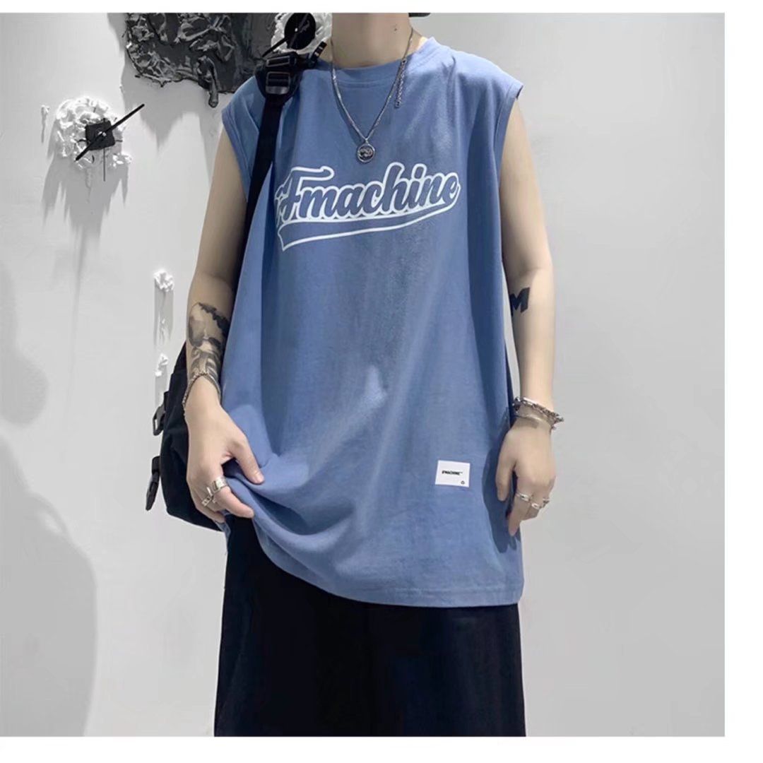 Hip hop vest men's summer thin outfit, fitness sleeveless t-shirt, ins ice silk camisole, trendy brand versatile sportswear