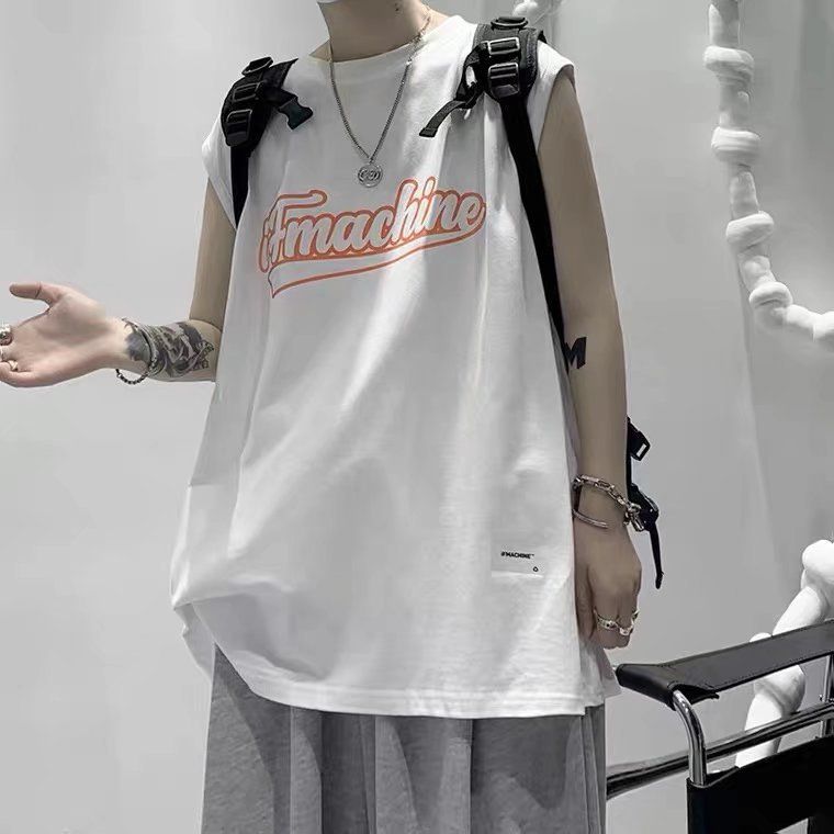 Hip hop vest men's summer thin outfit, fitness sleeveless t-shirt, ins ice silk camisole, trendy brand versatile sportswear