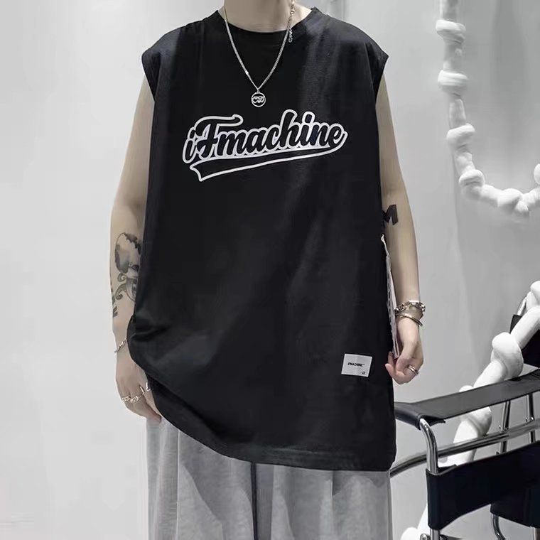 Hip hop vest men's summer thin outfit, fitness sleeveless t-shirt, ins ice silk camisole, trendy brand versatile sportswear