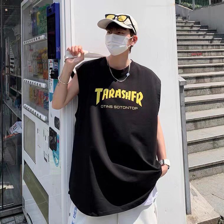Hip hop vest men's summer thin outfit, fitness sleeveless t-shirt, ins ice silk camisole, trendy brand versatile sportswear