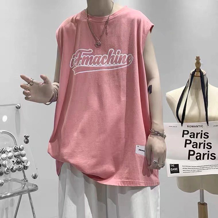 Hip hop vest men's summer thin outfit, fitness sleeveless t-shirt, ins ice silk camisole, trendy brand versatile sportswear