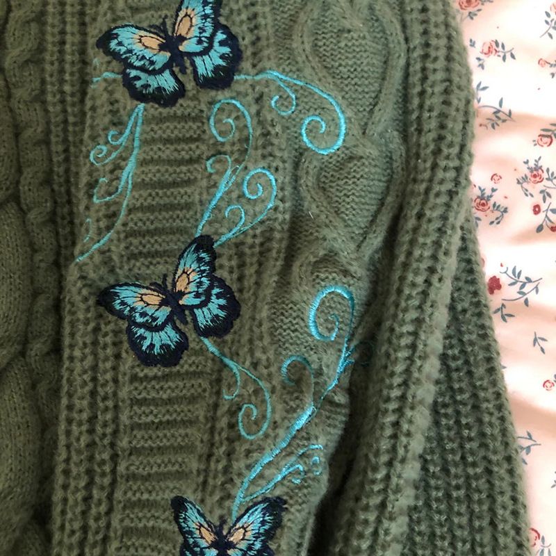 New Knitted Sweater Embroidered Cardigan with Stylish Aging and Loose Casual Sweater,Hot selling in Africa, hot selling items are popular