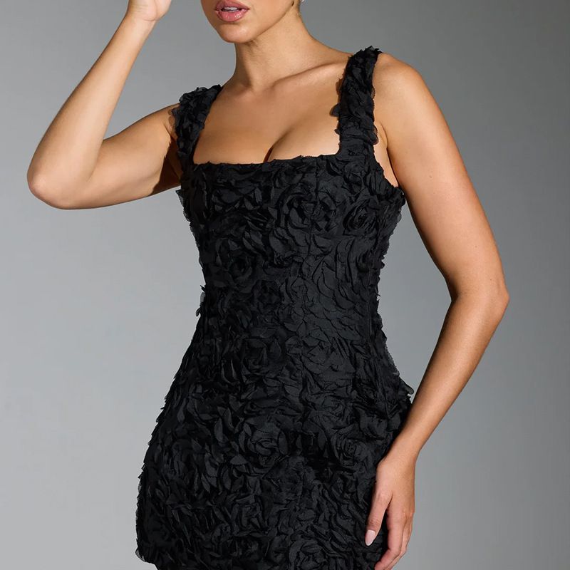 New European and American sexy square collar flower slim fit sexy fashion sleeveless strap suspender jumpsuit short skirt