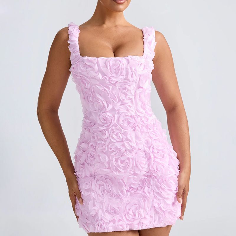 New European and American sexy square collar flower slim fit sexy fashion sleeveless strap suspender jumpsuit short skirt