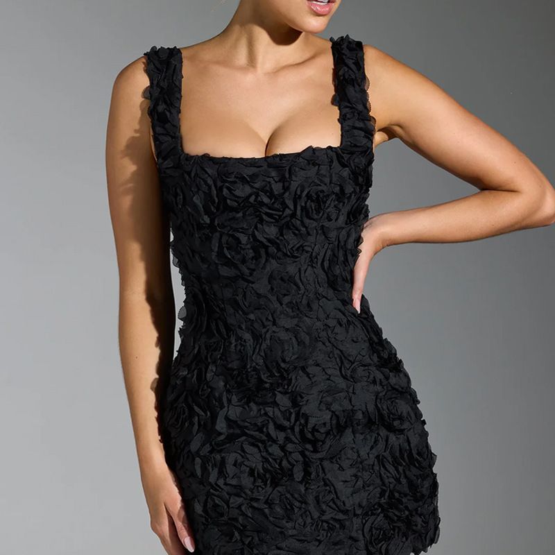 New European and American sexy square collar flower slim fit sexy fashion sleeveless strap suspender jumpsuit short skirt