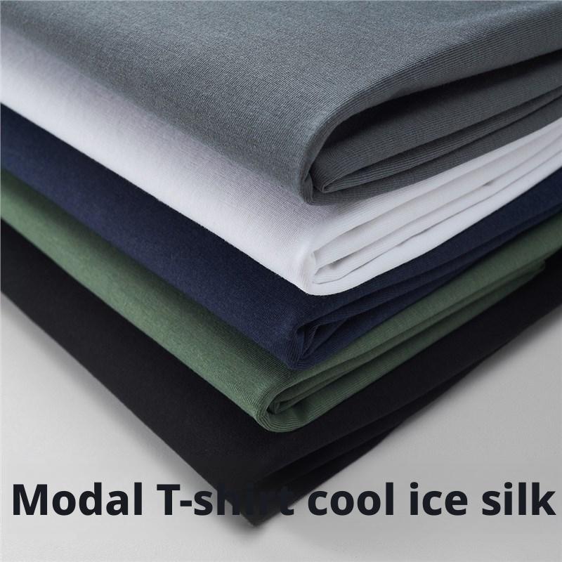 Ice silk short sleeved T-shirt for men in summer, cool and silky, men's mulberry silk clothes, Korean version loose thin half sleeved men's T-shirt