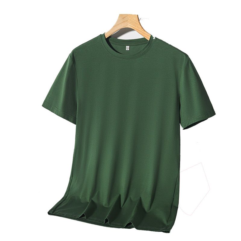 Ice silk short sleeved T-shirt for men in summer, cool and silky, men's mulberry silk clothes, Korean version loose thin half sleeved men's T-shirt
