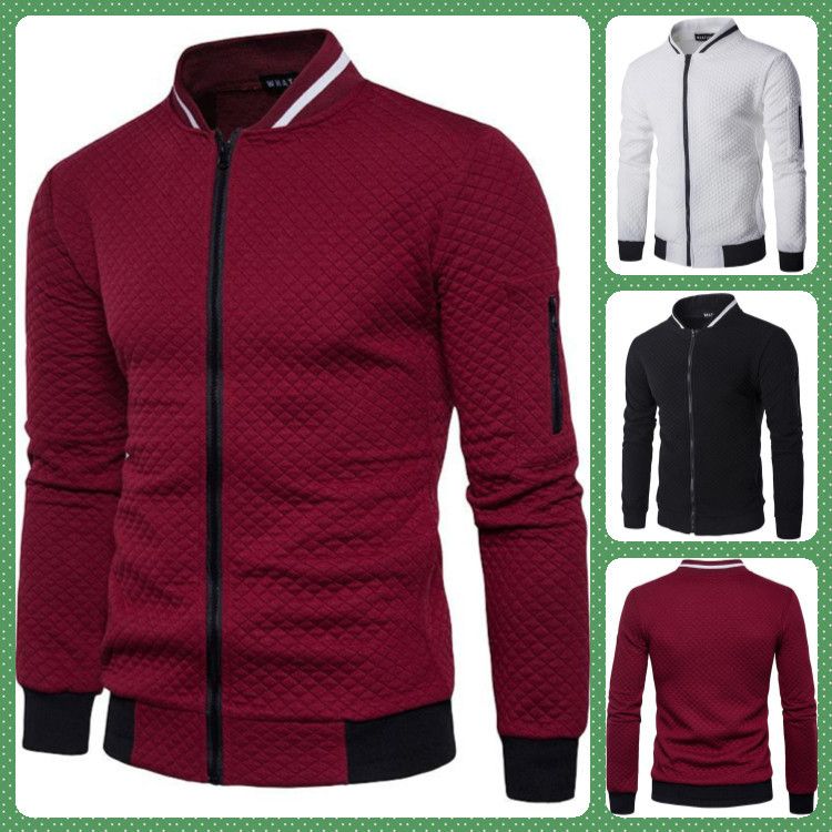 Checkered sweatshirt men's autumn and winter sports casual zipper shirt, foreign trade fashion cardigan jacket men's coat