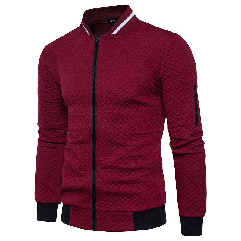 Checkered sweatshirt men's autumn and winter sports casual zipper shirt, foreign trade fashion cardigan jacket men's coat