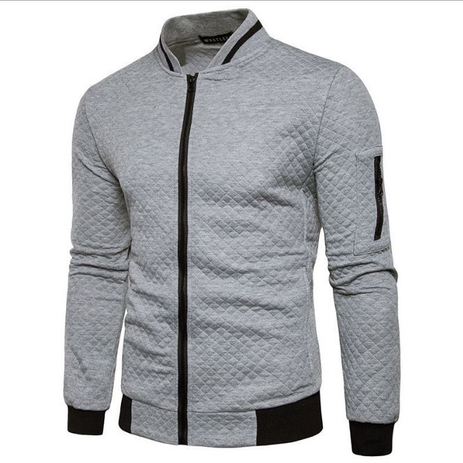 Checkered sweatshirt men's autumn and winter sports casual zipper shirt, foreign trade fashion cardigan jacket men's coat