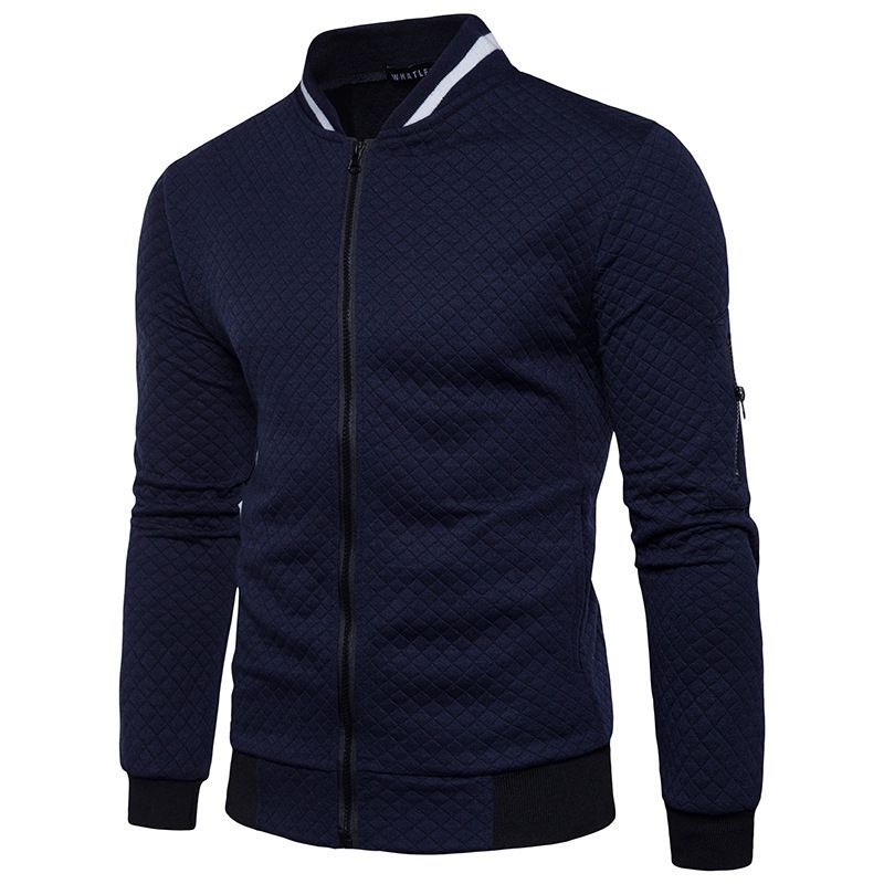 Checkered sweatshirt men's autumn and winter sports casual zipper shirt, foreign trade fashion cardigan jacket men's coat