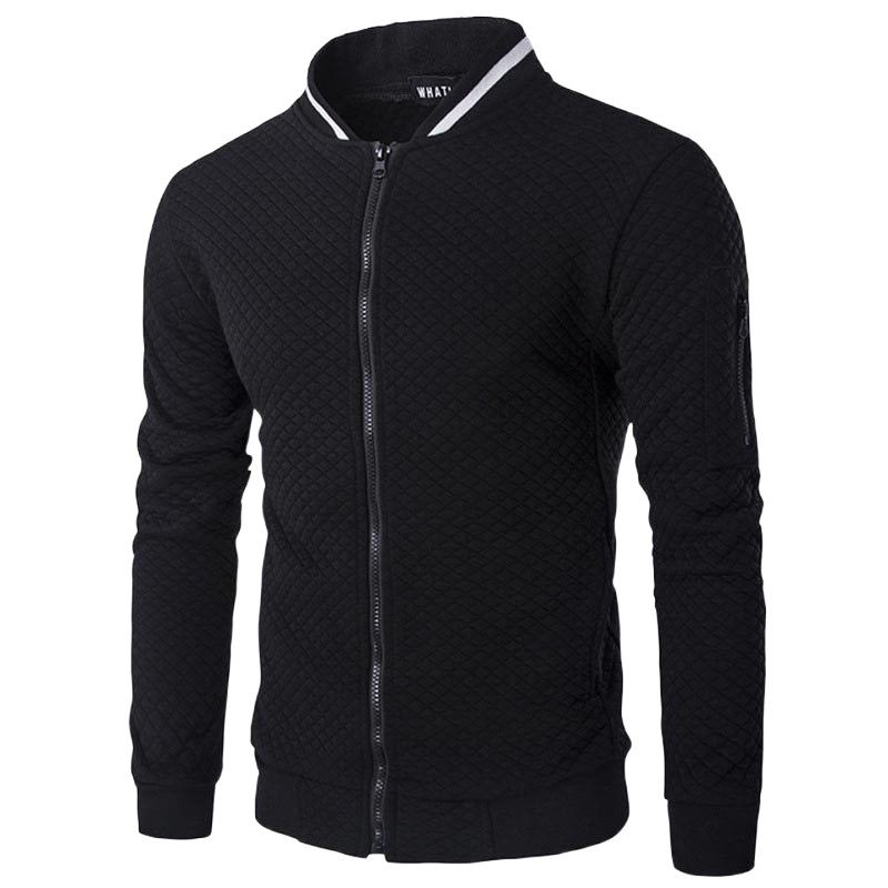 Checkered sweatshirt men's autumn and winter sports casual zipper shirt, foreign trade fashion cardigan jacket men's coat