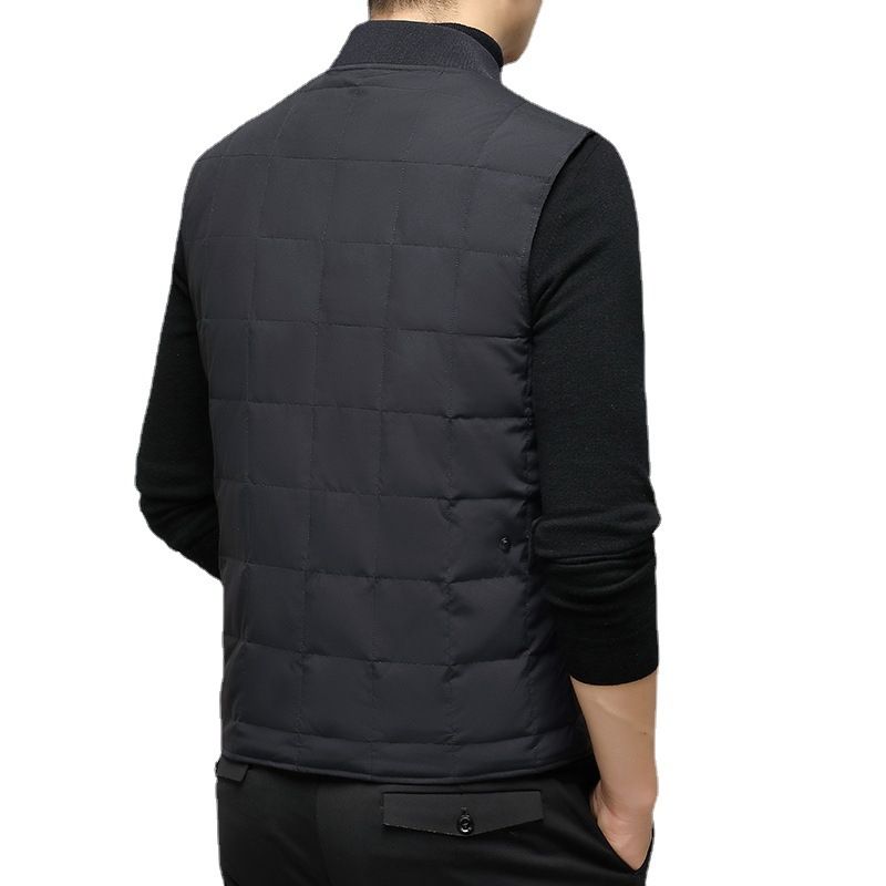 Men's down vest, new single breasted baseball collar warm vest, white duck down cardigan jacket for men