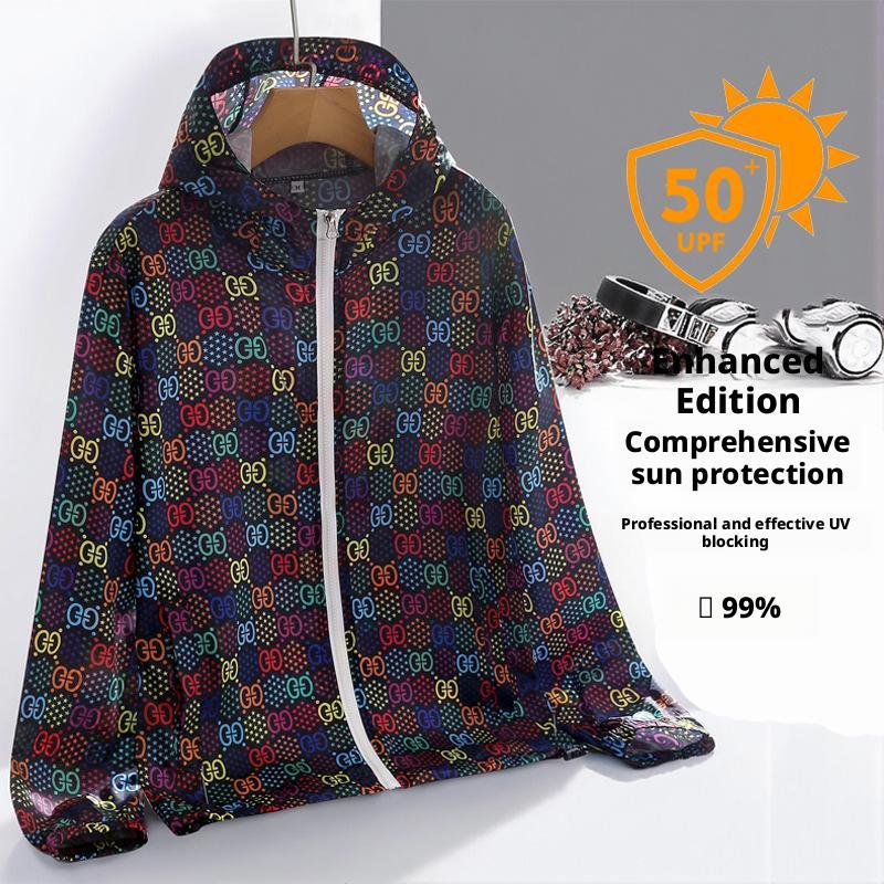 ultrathin，Camouflage sun protection clothing men's outerwear sports plus size breathable outdoor fishing skin couple hooded sun protection clothing, unisex