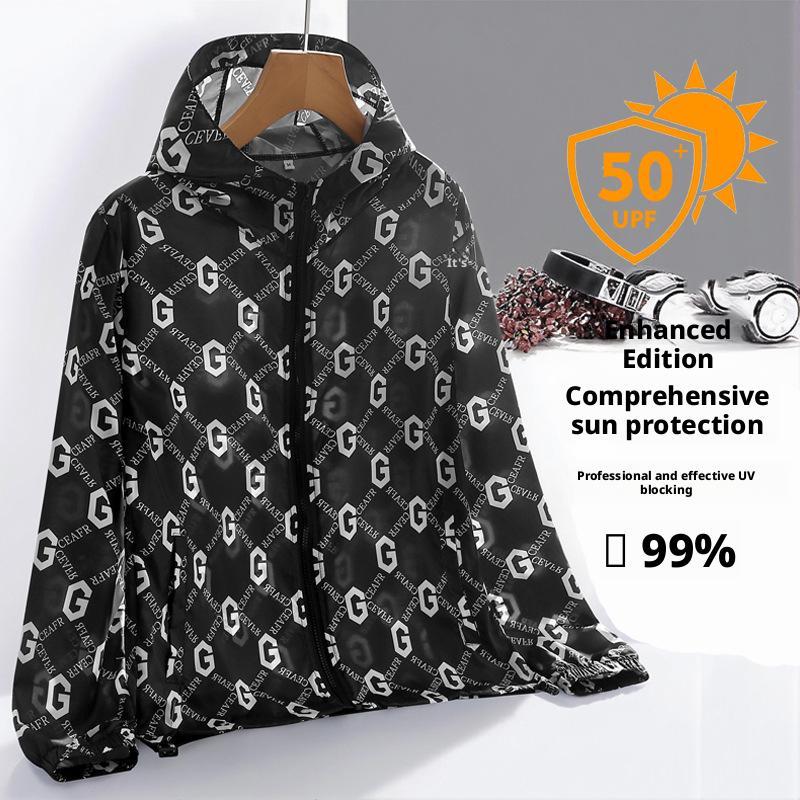 ultrathin，Camouflage sun protection clothing men's outerwear sports plus size breathable outdoor fishing skin couple hooded sun protection clothing, unisex