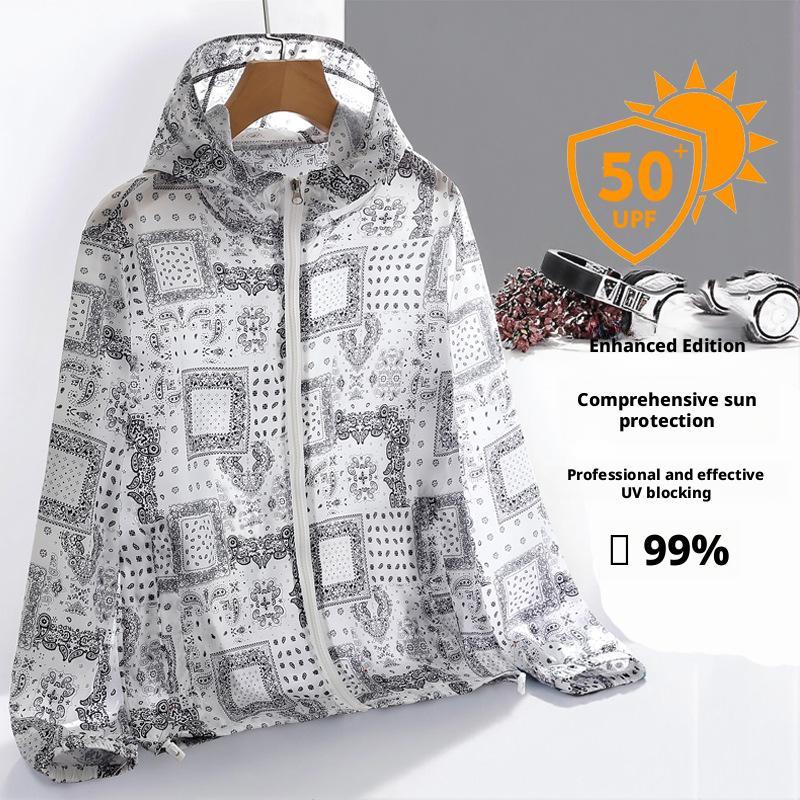 ultrathin，Camouflage sun protection clothing men's outerwear sports plus size breathable outdoor fishing skin couple hooded sun protection clothing, unisex